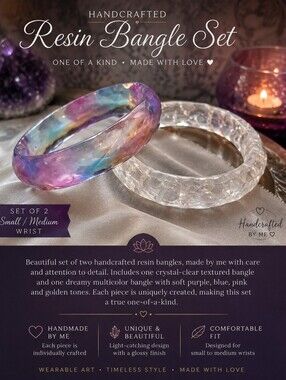 Hand Crafted Multicolor & Clear Resin Bangle Set